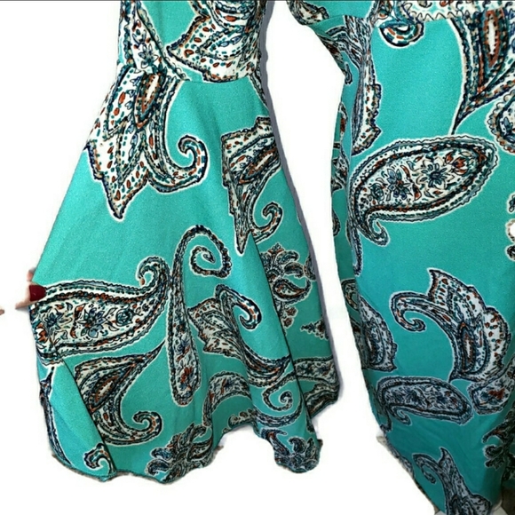 Cato XL turquoise paisley bell sleeve dress - Picture 4 of 15